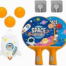 Right Search Table Tennis Set with 2 Paddles, 3 Balls, Rocket Design Wall Hook, Space Theme-image-6