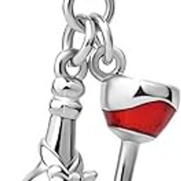 Red Wine Glass Charm Cup Bottle Dangle Bead for Pandora Bracelets Cocktail Party, Metal, base-picture-16