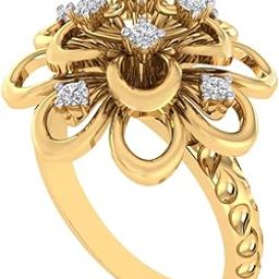 Gold Plated Pure 925 Sterling Silver Floral Ring | Diamond Ring for Women and Girls | Model RSY00014-image-92