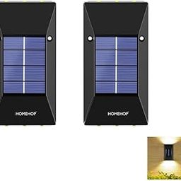 Homehop Solar Wall Light Waterproof Decorative 6 LEDs Up and Down Outdoor Lamp for Step, Patio, Fence, Pathway, with Automatic On/Off (Warm Light,ABS, Pack of 2)-image-99