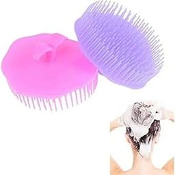 Round Plastic Hair Washing Combs Hair Head Massager Shower Brush Hair Washing Tools for Men and Women Multicolor (Pack of 3)-47