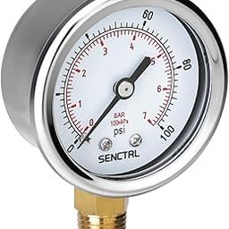 SENCTRL 100 Psi Lead-Free Pressure Gauge, 2" Dial, 1/4 NPT Lower Mount, Anti-Fog, Waterproof, Stainless Steel Case, for Home Potable Water Tank, Well Pump, RV Regulator, Espresso, Pool Filter Test-27