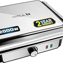 iBELL SM1320G Sandwich Maker Grill and Toast Electric, 2000W, Big Size Fits 4 Bread Slices, Thermostat Knob (Silver, 34 x 34 x 12 cm)-picture-26