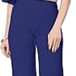 Women's Puff Sleeve Crop Top & High Waist Trouser Co-ord Set | Stylish Western Two-Piece Outfit for Party & Casual Wear,BLUE-L-picture-9