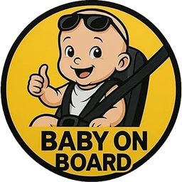 Smeeps Baby on Board Car Sticker, 15.24 cm Round Safety Decal, Yellow and Black Design, Washproof PVC Vinyl-image-21