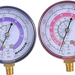 Anneome 2pcs Manifold Gauge Air Conditioning Low High Pressure Measurement User-Friendly Design Dial Compatible Various Refrigerants-image-1