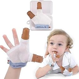 Elfzone Thumb Sucking Stop for Kids - 1-2 Years Old - Silicone Finger Guard for Thumb Sucking with Breathable Mesh Adjustable Thumb Sucking Treatment Kit for 12 Months (Blue, Small)-20