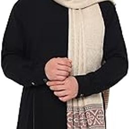 Mens Extra Fine Wool Stole, Paisley Palla Design (Light Beige)-image-84