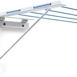 Scale Collapsible Folding Balcony Space Saving Wall Mount Cloth Drying Rack(Alloy Steel, Ivory)-14