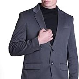 Dark Grey Solid Single Breasted Rich Blazer-image-64