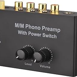 M/M Phono Preamp with Power Switch Ultra-Compact Preamplifier with Level & Volume Control RCA Input & Output 1/4 Inch TRS Output Interface-image-43