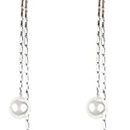 Earrings for Women & Girls | Fashion Crystal Silver Tone Long Dangler Earring | Long Danglers Earrings | Accessories Jewellery | Birthday & Anniversary Gift Valentine Gift for Girls-image-97
