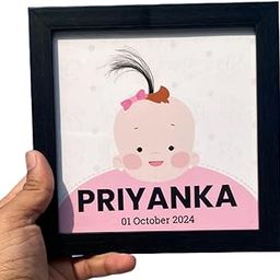 JABSY Personalized Baby Boy Photo Frame with First Hair Storage – Custom Name & Birthdate – Premium Wood, 7x7 Inches, Acrylic Cover - Gift for Baby Showers & New Parents (Baby Girl)-27