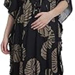 Printed Cotton Maternity Kaftan Nighty/Feeding/Nursing/Zipper/Printed/Calf Length-33