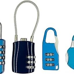 KRIWIN Pack of 4, Digit Combination Locks, Metal Padlock for Luggage, Bags, Lockers with Multiple Style Options, Waterproof (Blue)-image-59