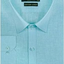 Men's Full/Long Sleeves Formal Regular Fit Plain Cotton Linen Shirt(GO557)-image-60