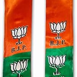 BJP Scarf Gamcha/Patka/Bhartiya Janta Party Scarf for Men, Women l Silk Satin Fabric,Saffron/Green color, Kamal and BJP Printed Gamcha, Scarf-image-1