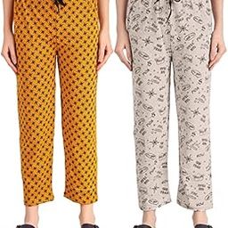 Pack of 2 Women Printed Cotton Elasticated Waist Regular Fit Pyjama/Track Pant-image-84