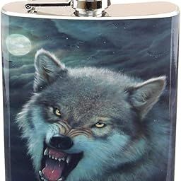 Growling Wolf 7oz Flask-30