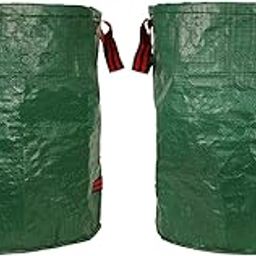 Toguma 2Pcs Reusable Yard Waste Bags Collapsible Trash Can Outdoor Garbage Can Yard Leaf Waste Bag Leaf Collector Garden Bag Yard Waste Bin for Leaves (Black Green)-3