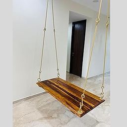 Wooden Plank Swing with Brass Coated Chain - TimberZen-image-25