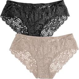 Pack of 2 Womens Lace Underwear Seamless No Show Bikini Panties Breathable Stretch Panties.-image-83