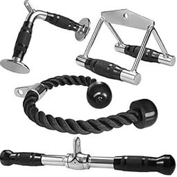 HR Sports & Fitness Cable Attachment Combo: Rowing Handle, V-Shaped Bar, Triceps Rope, Straight Rotating Bar-15