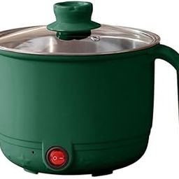 Avendreo 1.5L Multipurpose Electric Cooking Pot with Inner Steel - Mini Hot Pot for Boiling Noodles, Eggs, Vegetables, Non-Stick Multi Kettle with Glass Lid for Home & Travel (Green) (Cooking Pot)-image-1