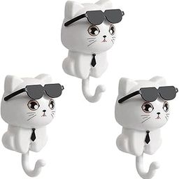 HASTHIP® 3Pcs Cat Wall Hooks PVC Cartoon Cat Tail Hooks Adhesive Wall Towel Home Decor Utility for Kitchen,Wardrobe,Door Bathroom-image-51