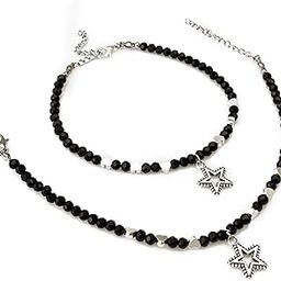 Aadita Oxidized Black Beads Star Fashion Anklet for Women and Girls Pair-image-26