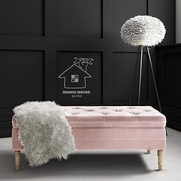 IRONIC HOUSE Sofa 2 Seater Upholstered Storage Bench Sofa Settee Storage Ottoman with Storage for Living Room/Bedroom/Office (Rose Pink)-image-98
