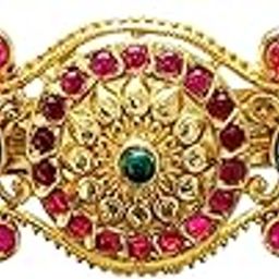 Gold Antique Finish Traditional Temple Design Hair Clip Barrette For Women and Girl Bridal Wedding-image-99