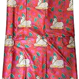 Decorative Fabric Backdrop with Cow Print Pattern, Red and Pink Floral Design, Photography Background for Religious Events (Size 3.5x3.5 feet)-image-94