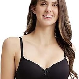 FE23 Women's Wirefree Padded Super Combed Cotton Elastane Stretch Medium Coverage Multiway Styling T-Shirt Bra with Detachable Straps-22