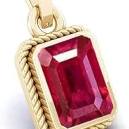 akshita gems Certified 15.25 Ratti A+ Quality Natural Ruby Manik Ashtadhatu Gold Plated Pendant/Locket Gemstone by Lab Certified(Top A+) Quality-picture-39
