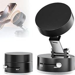 Vacuum Magnetic Suction Phone Holder,Doubled Sided Universal Cellphone Holder Stand for Car/Home/Smooth Surface/Mirror/Glass Foldable and Retractable Vacuum Magnetic Suction Phone Mount Bracket Black-2