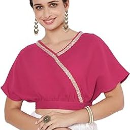 Women's Georgette Embellished Readymade Saree Blouse for Wedding Festive Party-48
