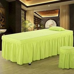 Massage Table Skirt Beauty Bed Cover Valance Sheet Green_2-image-48