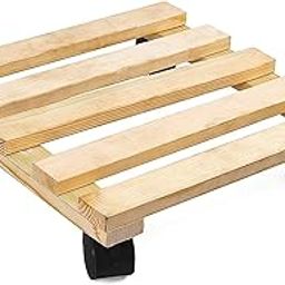 UGAOO Wooden Plant Stand with Wheels For Indoor/Outdoor Plants Pot,Movable Wooden Square Trolley (10 Inch X 10 Inch) (Square(10 Inch *10 Inch) -Set of 1)-image-0