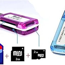 Buy 1 Get 1 Free Branded Original 4 in 1 USB 2.0 Card Reader Supported Memory Cards for Compatible with Micro SD, Mini SD, SD, SDXC, Micro M2, Memory Stick (Multi Colour) (Pack of 2)-24