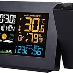 UJEAVETTE Weather Station Alarm Clock Wireless Sensor Digital Temperature Humidity-picture-0