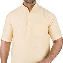 Men's Cotton Short Kurta Without Pant | Mandarin Neck Short Kurta | Half Sleeve Casual Kurta | Traditional Ethnic Regular Kurta | Solid Plain Kurta for Men's (Pack of 1) Beige-image-102