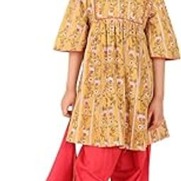 Mustard Cotton Hand Block Printed 3Pc Salwar Set-picture-24