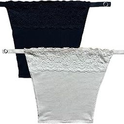Women's Deep Neck Cleavage Cover Cotton Clip-on Mock Lace Camisole Best for V Neck Top (Free Size) Set of 2pc-image-7
