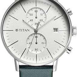 Quartz Chronograph Silver Dial Leather Strap Watch for Men-NS90146SL01/NT90146SL01-18