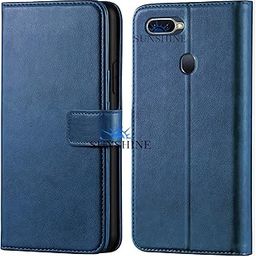 SUNSHINE® Leather Vintage Shock Proof Flip Case Back Cover for Oppo-F9 Sport (Flexible | Leather Finish | Card Pockets Wallet & Stand |Blue)-image-87