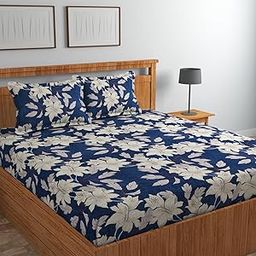 Cotton Bolls Textiles Cotton Feel Bedsheet for Double Bed with 2 Pillow Cover (Print 3)-image-49