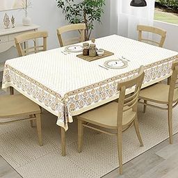 LINENWALAS 100% Cotton Table Cloth for 8 Seater Dining Table, Hand Block Printed Rectangular Table Cover for Centre Table Decor, 60 x 108 Inches (Golden Mustard, 8 Seater)-image-83