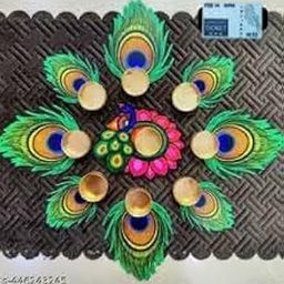 TakshHaven Decorative Peacock Tealight Candle Holder Stand Set of 9 - Mor Pankh Design Reusable Diya for Diwali Floor Rangoli Decoration Items, Home Decor, Diyas Indoor Outdoor Office Gifting-image-36