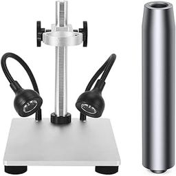 ETZIN Microscope Base Stand with Microscope Extension Tube, 6 inch Longer Extender Aluminum Alloy USB Charging Adjustable Bracket Holder with Dual Light Source for Digital EPL-1391S-14